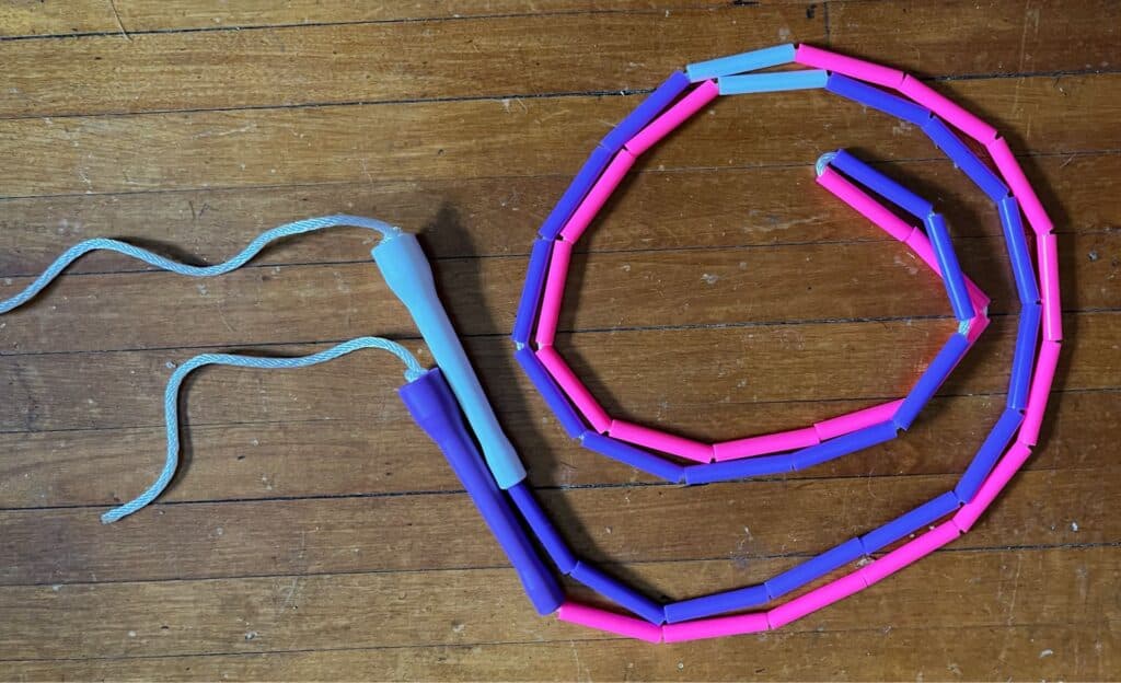 finished pink and purple jump rope